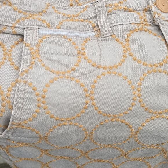 Anthropologie Chino khaki tan embroidered pants relaxed fit size 27 - Picture 8 of 8